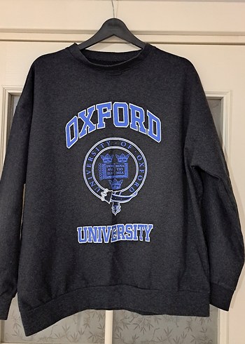 Gri Oxford Baskılı Kadın Sweatshirt