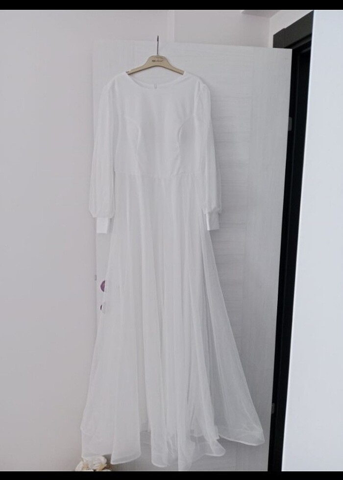 Ekru renk nikah elbisesi - Görsel 4