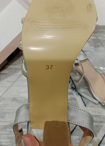 Gümüş abiye topuklu ayakkabı  - Görsel 6