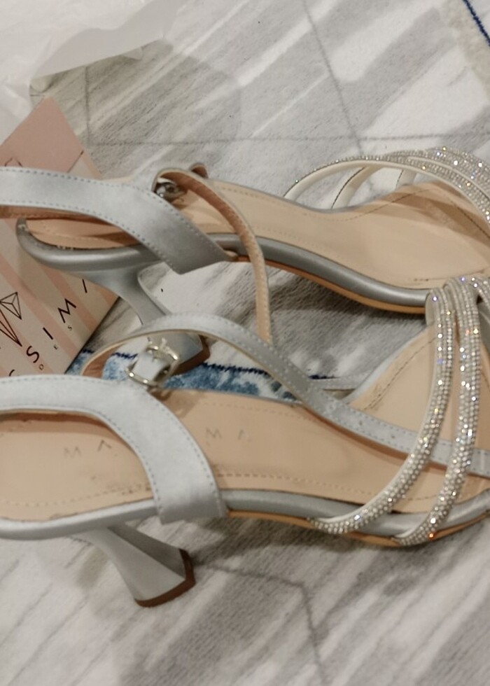 Gümüş abiye topuklu ayakkabı  - Görsel 4