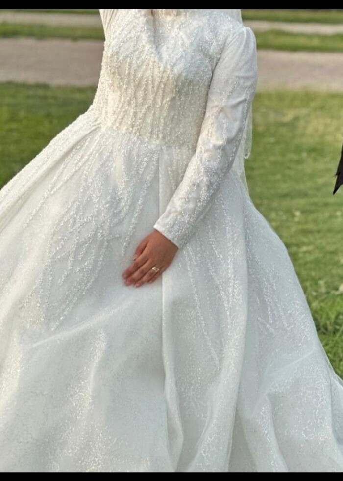 Tesettür prenses model gelinlik - Görsel 2