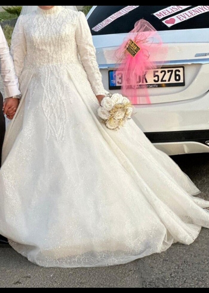 Tesettür prenses model gelinlik - Görsel 3