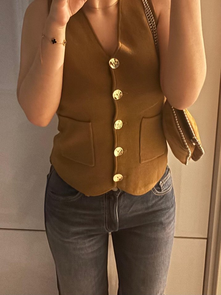 Düğmeli Triko Yelek - Görsel 2