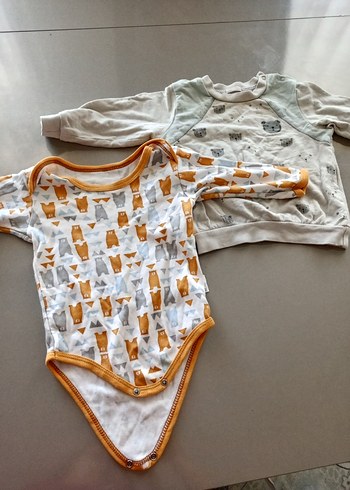 Renkli Baskılı Bebek bebek kıyafet 6 9Ay - Görsel 10