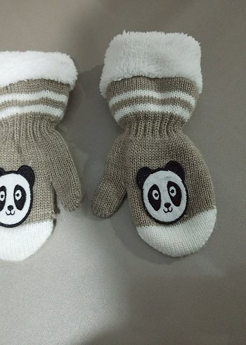 bebek eldiven Bej Gri Eldiven - Görsel 6