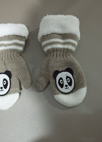 bebek eldiven Bej Gri Eldiven - Görsel 5