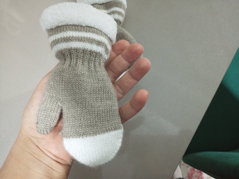 bebek eldiven Bej Gri  Eldiven - Görsel 4