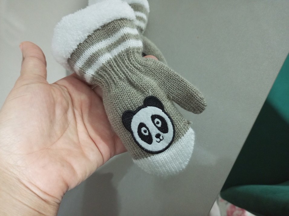 bebek eldiven Bej Gri  Eldiven - Görsel 3