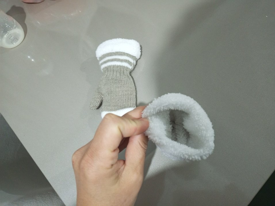 bebek eldiven Bej Gri  Eldiven - Görsel 2