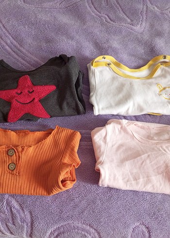 Uzun Kollu, Düğmeli Bebek Kız Body, Gri - Görsel 6