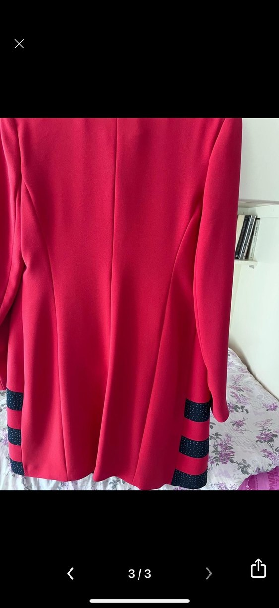 Kırmızı Uzun Kadın Ceket - Görsel 2