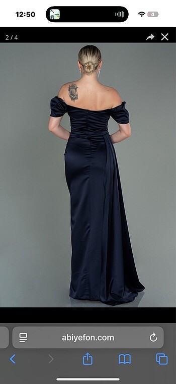 lacivert dusuk omuz abiye - Görsel 2