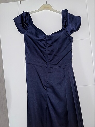 lacivert dusuk omuz abiye - Görsel 5