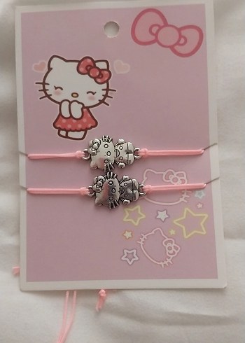 Pembe Hello Kitty Boncuklu Çocuk Bileklik Seti