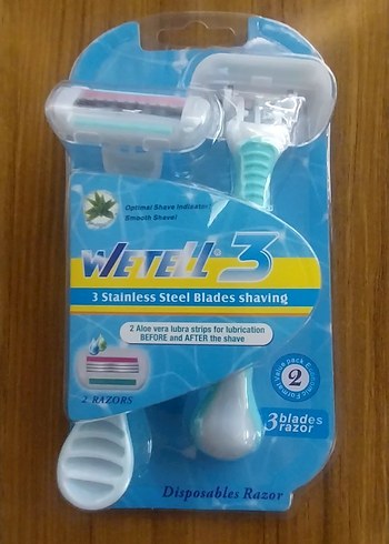 Mavi 3 Bıçaklı Tek Kullanımlık Bayan Jilet Tıraş Makinesi