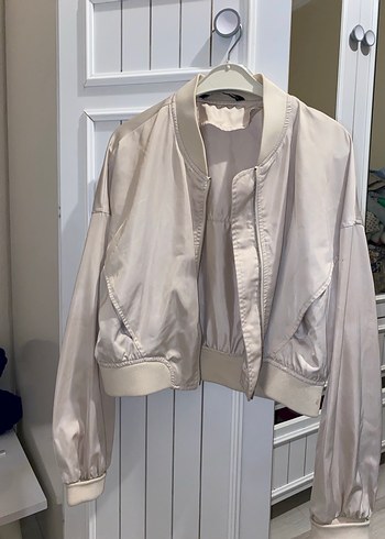 Bej Kadın Fermuarlı Spor Ceket - Görsel 2