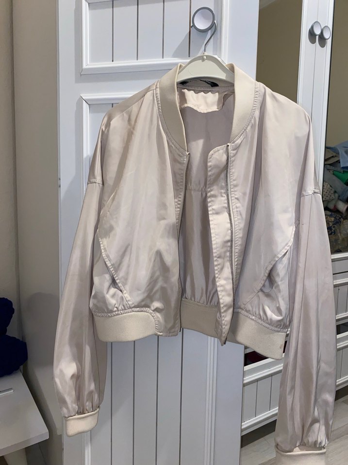 Bej Kadın Fermuarlı Spor Ceket - Görsel 2