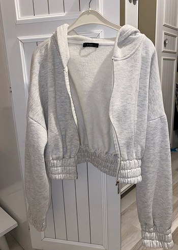 Gri Fermuarlı Kadın Sweatshirt - Görsel 2