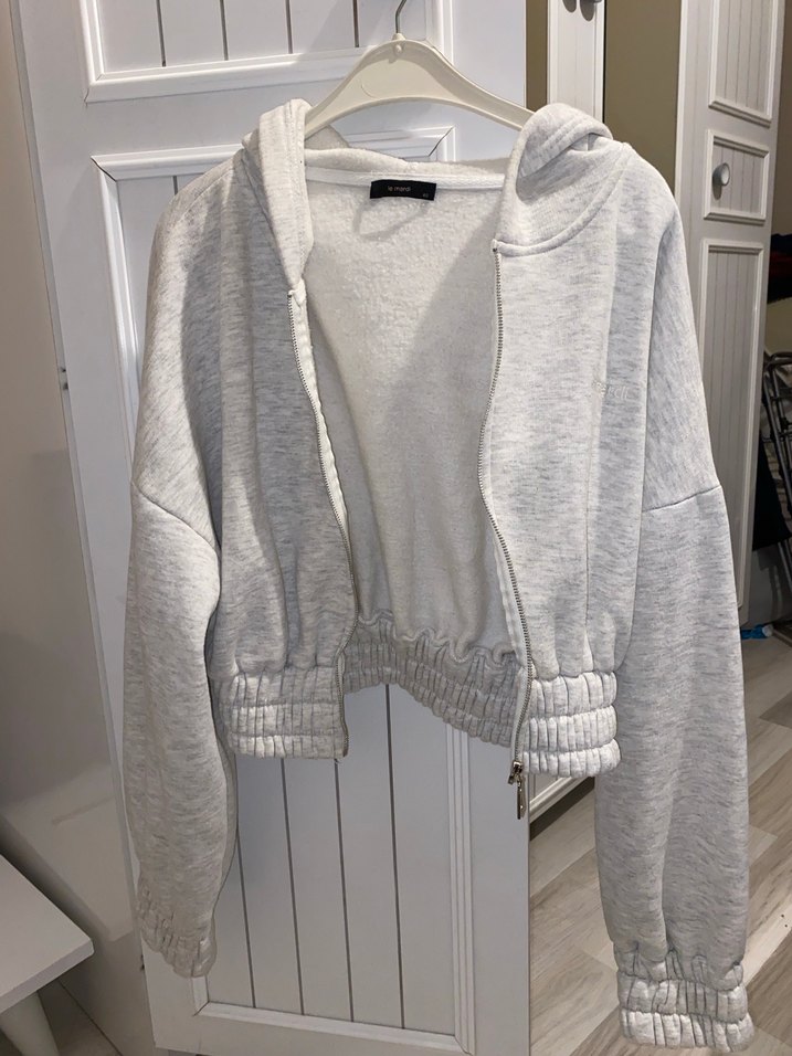 Gri Fermuarlı Kadın Sweatshirt - Görsel 2