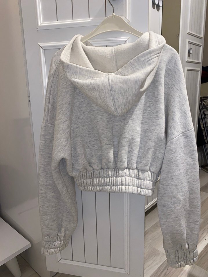 Gri Fermuarlı Kadın Sweatshirt - Görsel 3