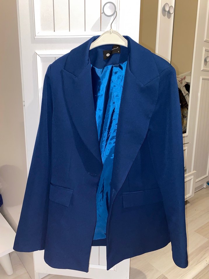 Düğmeli Lacivert Kadın Blazer Ceket - Görsel 2