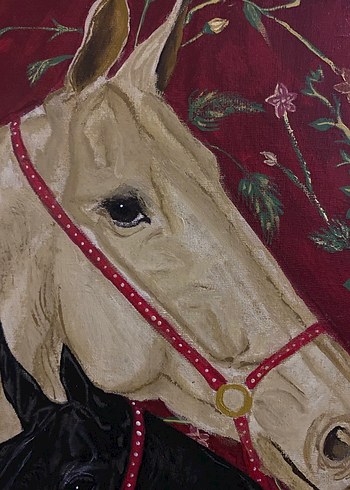 Etnik Halı Desenli At Figürlü El Yapımı Tablo - Görsel 6