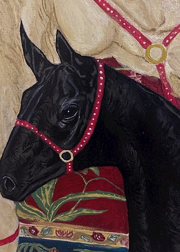 Etnik Halı Desenli At Figürlü El Yapımı Tablo - Görsel 8