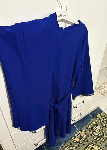 Parlak Mavi Midi Kadın Elbise - Görsel 5