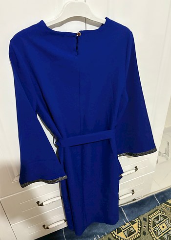 Parlak Mavi Midi Kadın Elbise - Görsel 3