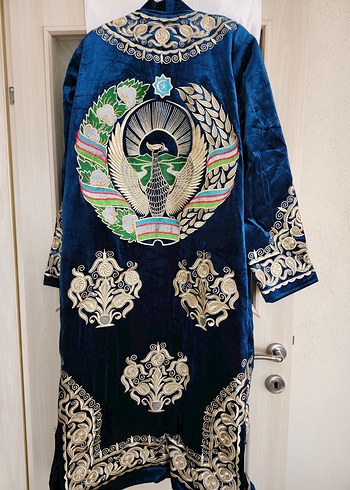 Mavi İşlemeli Bohem Uzun Kadın Elbise - Görsel 2