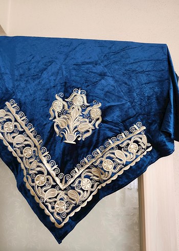 Mavi İşlemeli Bohem Uzun Kadın Elbise - Görsel 4