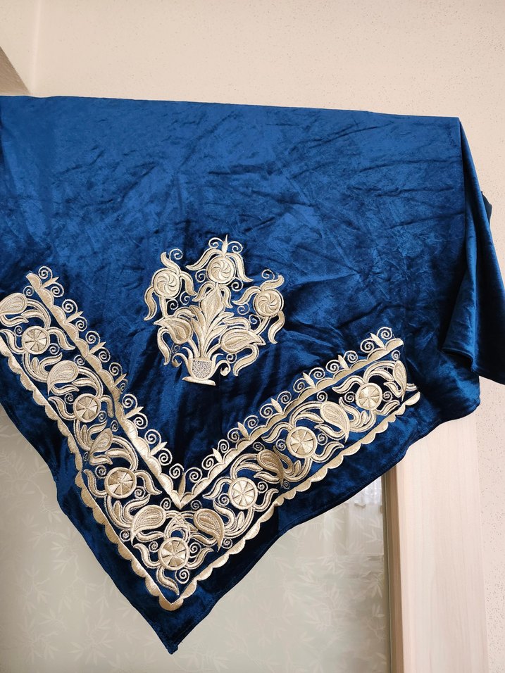 Mavi İşlemeli Bohem Uzun Kadın Elbise - Görsel 4