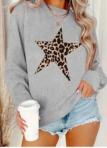 Leopar baskılı oversize sweatshirt 