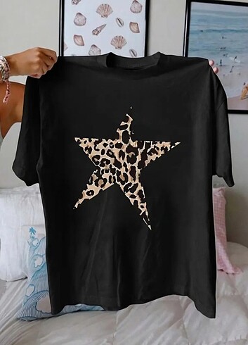 m Beden S.M.L.XL BEDENLERİ MEVCUT OVERSİZE LEOPAR BASKILI TSHİRT
