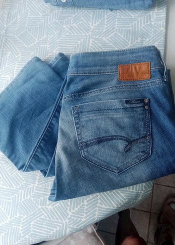 38 Beden mavi Renk Düğmeli Mavi Kadın Denim Pantolon
