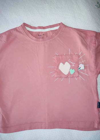 Kız Çocuk Pembe Pamuklu Düğmeli Tişört