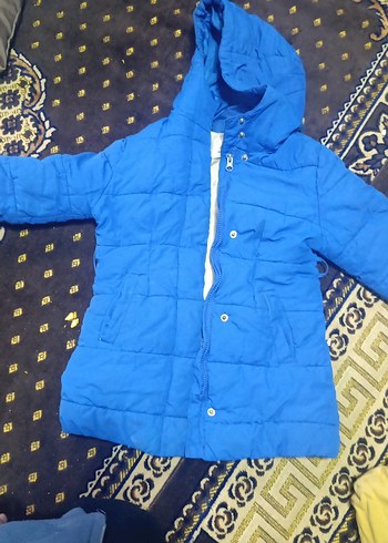 Mavi Düğmeli Çocuk Kışlık Uzun Ceket - Görsel 3