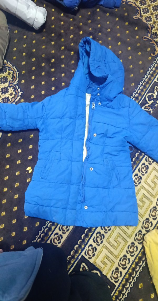 Mavi Düğmeli Çocuk Kışlık Uzun Ceket - Görsel 3