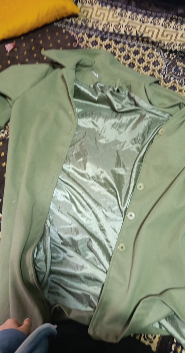 Haki Düğmeli Uzun Hamile Kabanı - Görsel 2