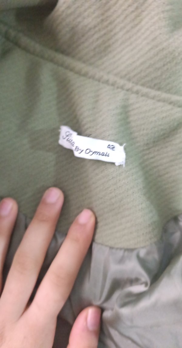 Haki Düğmeli Uzun Hamile Kabanı - Görsel 3