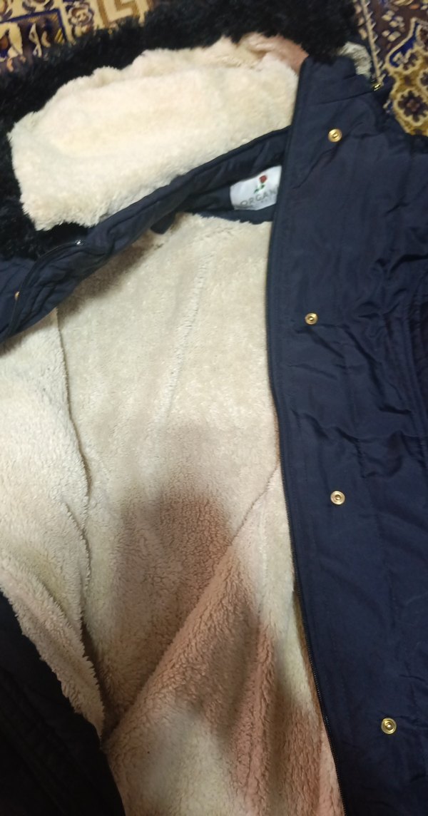 Düğmeli Uzun Mavi Kadın Kışlık Mont - Görsel 2