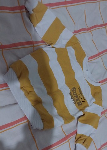 Sarı Beyaz Çizgili Erkek Bebek Sweatshirt - Görsel 2