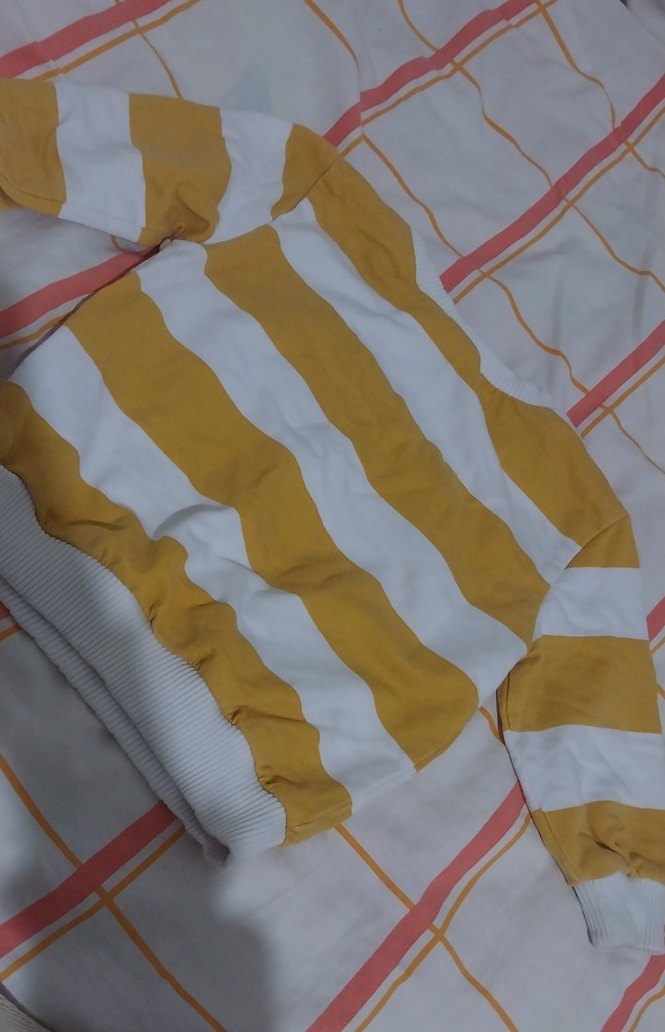 Sarı Beyaz Çizgili Erkek Bebek Sweatshirt - Görsel 3