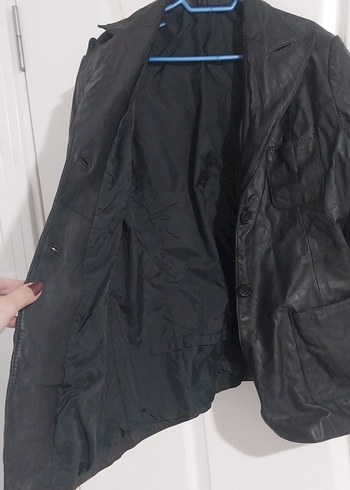 y2k Vintage Goth Hakiki Deri Ceket - Görsel 4