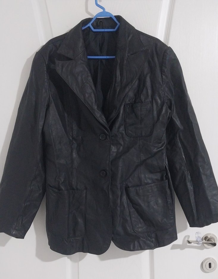 y2k Vintage Goth Hakiki Deri Ceket - Görsel 2