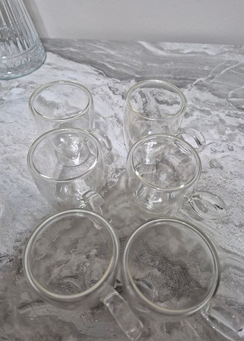 Beden beyaz Renk 6'lı Çift Cidarlı Cam Bardak Seti