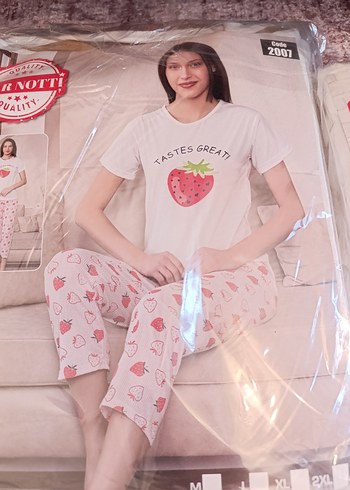 universal Beden çeşitli Renk Diger Kadın Beyaz Baskılı Kısa Kollu Pijama Takımı