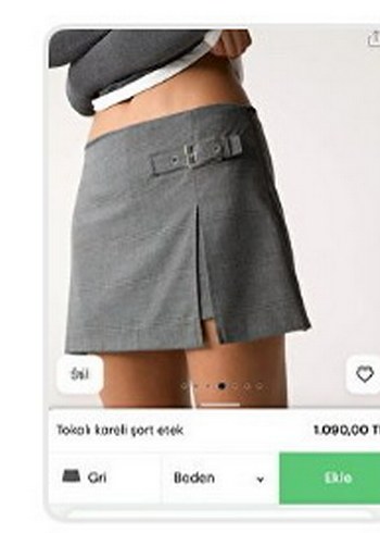 PULL AND BEAR Gri Şortlu Etek - Görsel 3