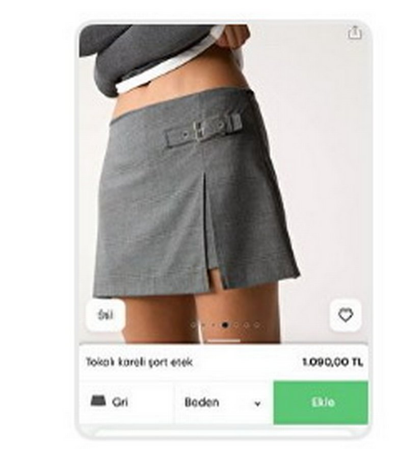 PULL AND BEAR Gri Şortlu Etek - Görsel 3