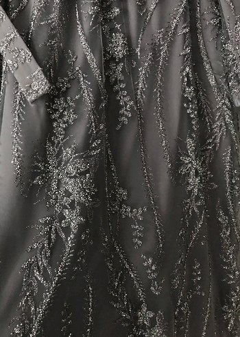 Uzun Kollu Gri Taşlı Abiye Elbise - Görsel 3